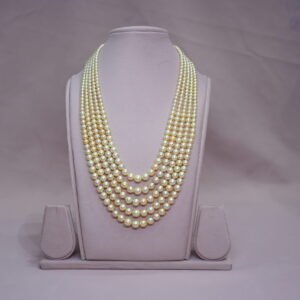 Golden akoya graduation pearls mala