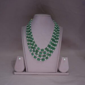 Berial panna beads and seed pearls mala