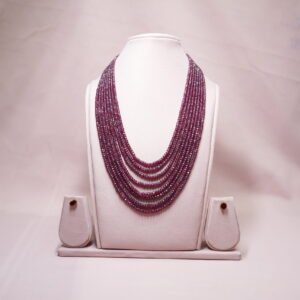Natural ruby cut beads mala