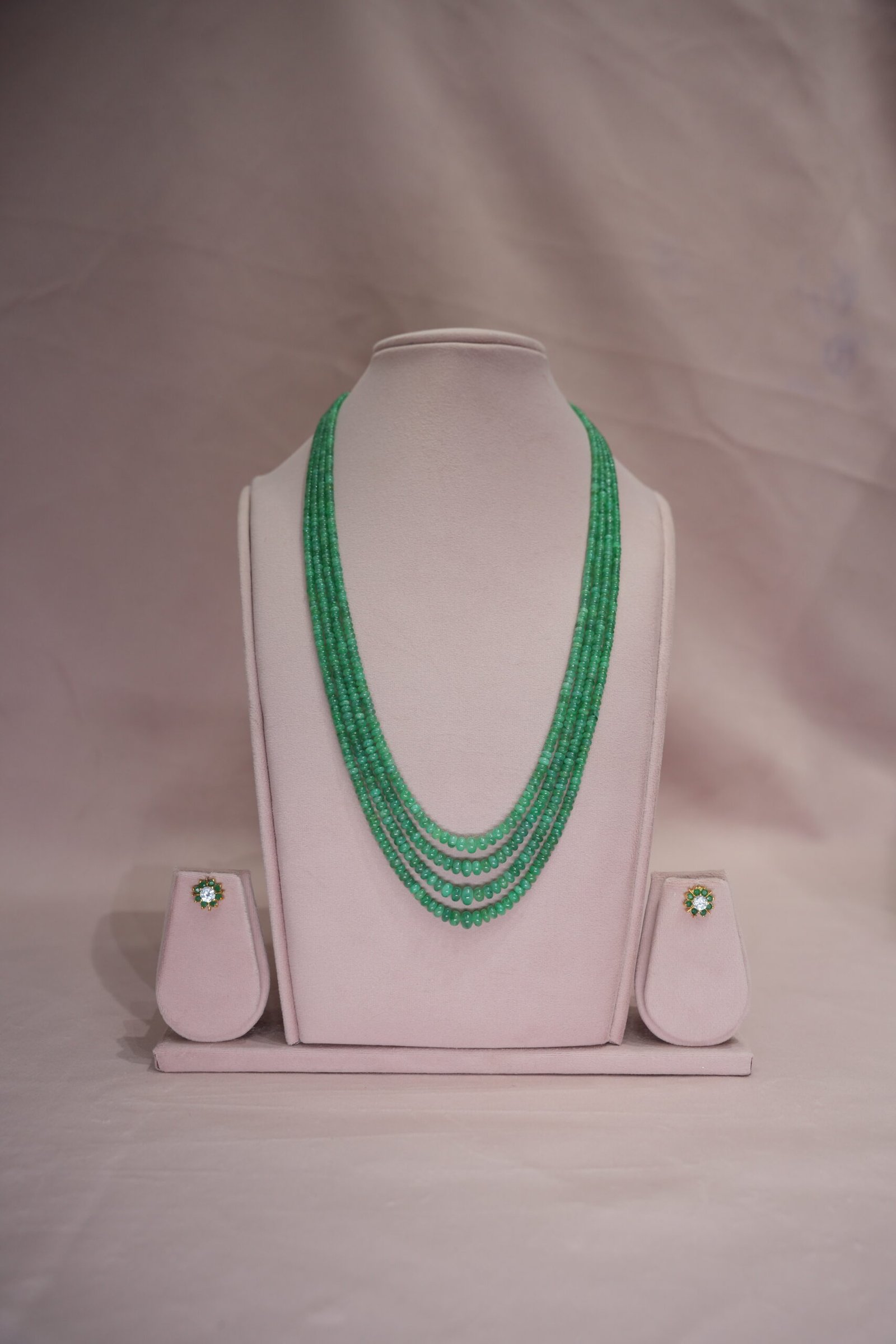 Natural Zambia emerald beads mala