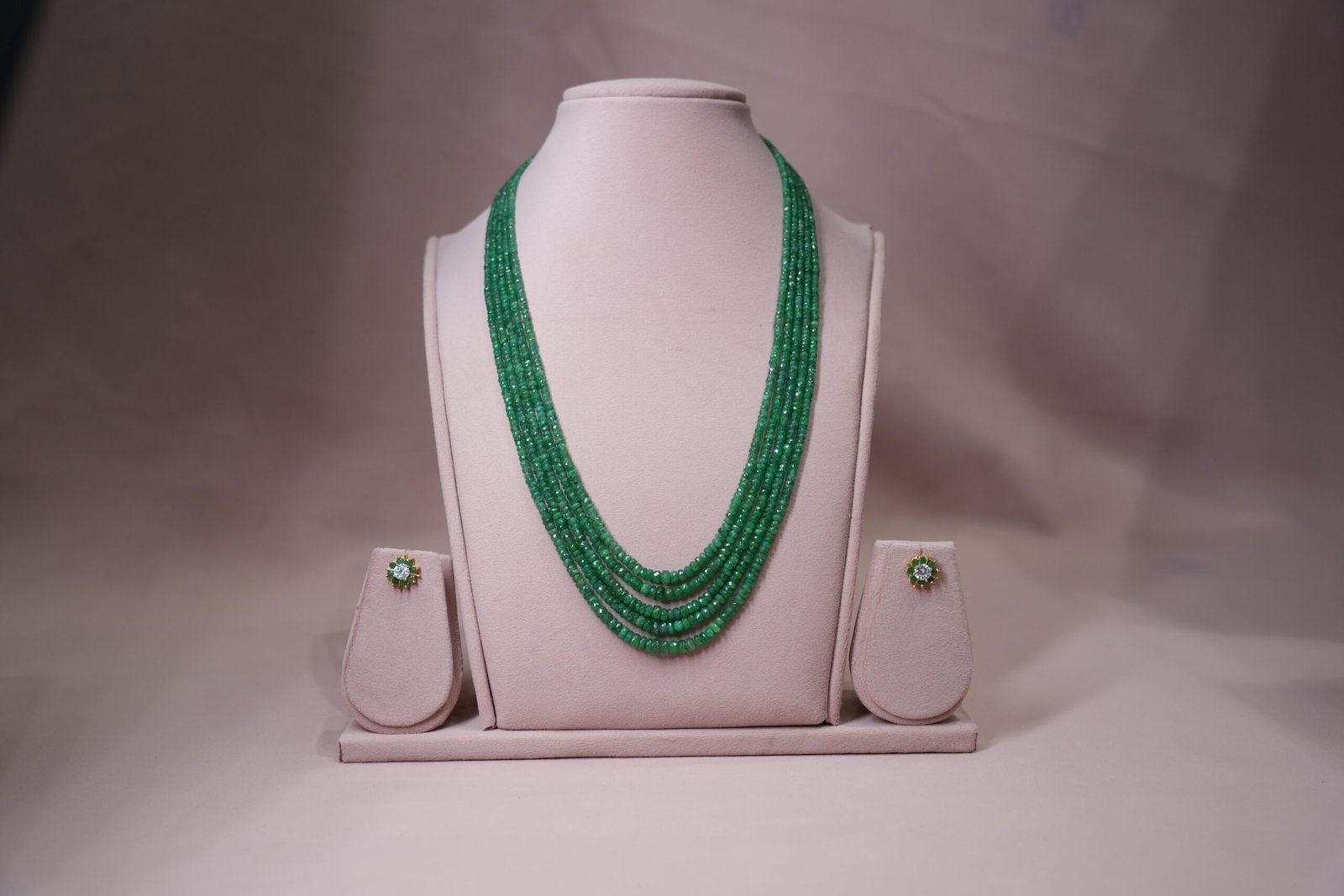 Natural Zambia emerald beads mala