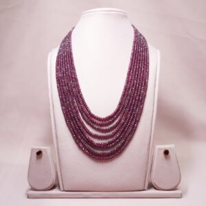 Natural Ruby Cut Beads Mala