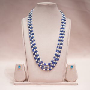 Natural Neelam Beads With Fresh Water Pearls Mala