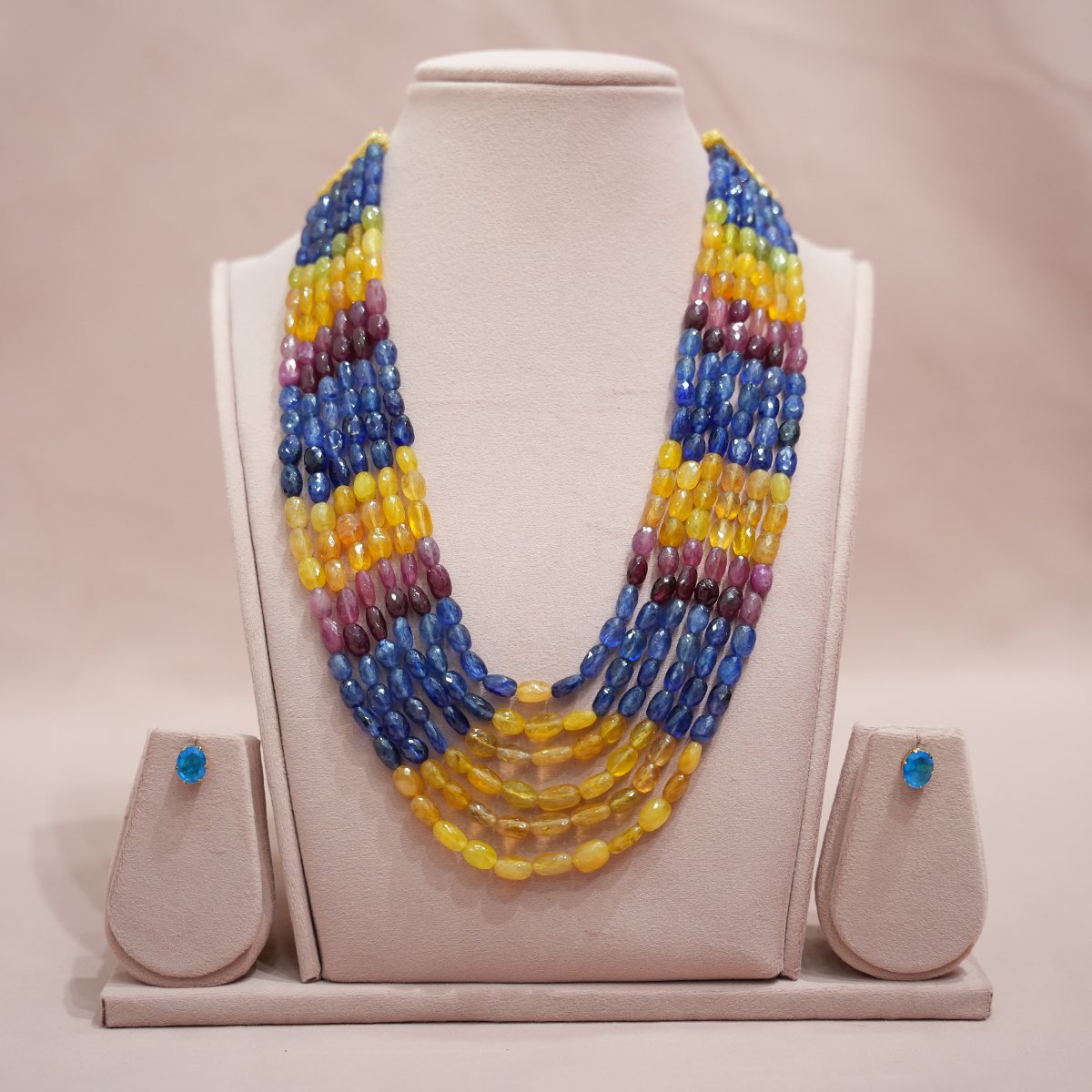 Natural Multi Sapphire Beads Mala